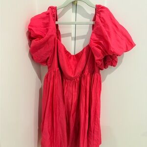 Cotton Candy Vibrant Pink Puff Sleeve Blouse